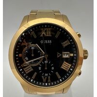Guess W0668G8 Atlas Gold Stainless Steel Chronograph Black Dial Mens Watch