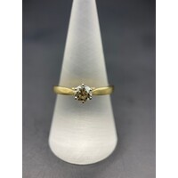 Ladies 18ct Yellow Gold Brillant Cut Solitaire Diamond Ring