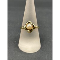 Ladies 14ct Yellow Gold White Pearl Ring