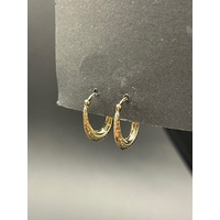 Ladies 9ct Yellow Gold Oval Hoop Earrings