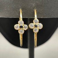Ladies 18ct Yellow Gold Round Hoop Flower Earrings