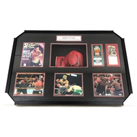 Mike Tyson Signed Gloves and Prints with 2x Fight Tickets in Frame with COA