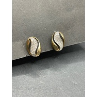 Ladies 9ct Yellow Gold Diamond Hinged Earrings