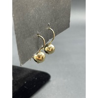 Ladies 9ct Yellow Gold Euro Ball Earrings