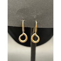 Ladies 10ct Yellow Gold Tear Drop Dangle Earrings