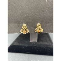 Ladies 21ct Yellow Gold Filigree Stud Earrings