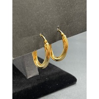 Ladies 18ct Yellow Gold Oval Hoop Earrings