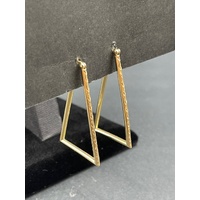 Ladies 9ct Yellow Gold Triangle Hoop Earrings