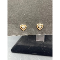 Ladies 9ct Yellow Gold Heart Shape Stud Earrings