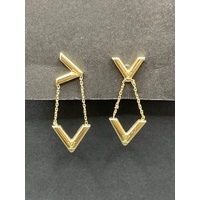 Ladies 18ct Yellow Gold LV Fancy Dangle Earrings