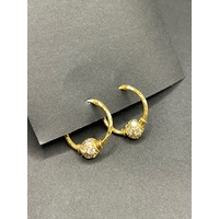 Ladies 21ct Yellow Gold Cubic Zirconia Hoop Earrings