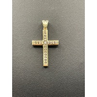 Unisex 9ct Yellow Gold Diamond Cross Pendant