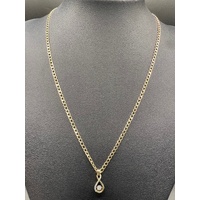 Ladies 10ct Yellow Gold Curb Link Chain & Diamond Infinity Pendant