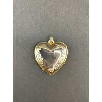 Ladies 9ct Yellow Gold Love Heart Locket Pendant