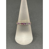 Ladies 9ct Yellow Gold Pink Gemstones and Diamonds Ring