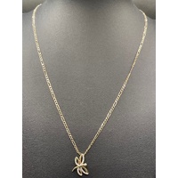 Ladies 9ct Yellow Gold Figaro Link Necklace & Dragonfly Pendant