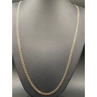 Unisex 9ct Yellow Gold Flat Curb Link Necklace