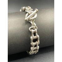 Mens 925 Sterling Silver Bike Link Bracelet