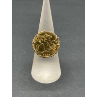 Mens 18ct Yellow Gold Round Sovereign Coin Ring