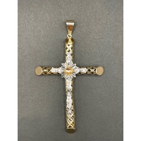 Unisex 14ct Yellow Gold CZ Cross Pendant