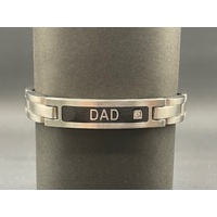 Mens Stainless Steel Fancy Link DAD Bracelet