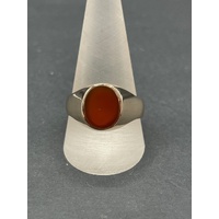 Mens 9ct Yellow Gold Amber Gemstone Ring