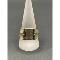 Mens 9ct Yellow Gold Brown Gemstones Ring