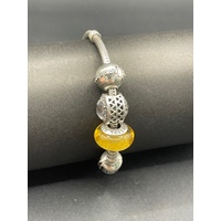 Ladies 925 Sterling Silver Pandora Snake Link Charm Bracelet