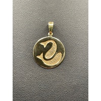 Unisex 9ct Yellow Gold Round Pisces Pendant