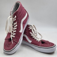 Vans Sk8-Hi High Top Skate Shoes Mens US 7 Womens 8.5 Burgundy White