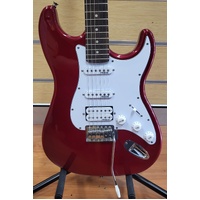 Artist Leo 6 String Right Handed Electric Guitar Deep Red with Soft Case