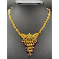 Ladies 22ct Yellow Gold Indian Filigree Fancy Necklace