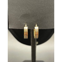 Ladies 9ct Three Tone Gold Round Hoop Earrings