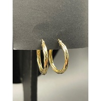 Ladies 9ct Yellow Gold Round Hoop Earrings