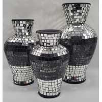 Mirror Tile Mosaic Vases 3 Piece Set 32cm 26cm 22cm