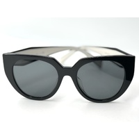Prada SPR 14W Ladies Luxury Cat Eye Black Grey Sunglasses with Case