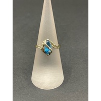 Ladies 9ct Yellow Gold Blue Gemstone Ring