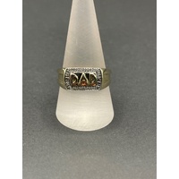 Mens 9ct Yellow Gold Diamond ''DAD' Ring