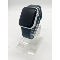 Apple Watch Series 9 45mm GPS Silver Aluminum Case with Storm Blue Sport Band