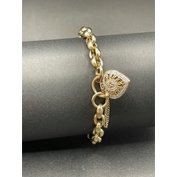 Ladies 9ct Yellow Gold Oval Bubble Belcher Link Bracelet