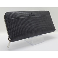 Lacoste Ladies Chantaco Zipped Matte Leather Wallet Noir