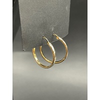 Ladies 9ct Yellow Gold Round Hoop Earrings