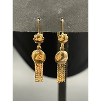 Ladies 18ct Yellow Gold Dangle Earrings