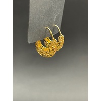 Ladies 22ct Yellow Gold Filigree Hoop Earrings