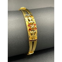 Ladies 23ct Yellow Gold Round Pattern Bangle