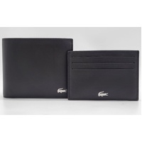 Lacoste M Billfold Coin Box NH2505FG Black Wallet and Card Case Set