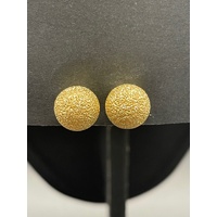 Ladies 18ct Yellow Gold Sandblast Ball Stud Earrings