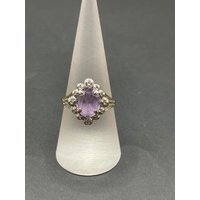 Ladies 9ct Yellow Gold Purple Gemstone Vintage Design Ring