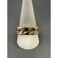Mens 9ct Yellow Gold Curb Pattern Ring