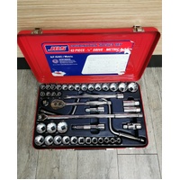 JBS Combination Socket Set 43 Piece 1/2 Inch Drive Metric and AF SAE